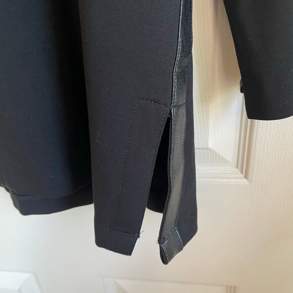 Chico’s Tunic Top Black Faux Leather Accents Long Sleeves Sz L Whimsigoth Edgy - Picture 6 of 9